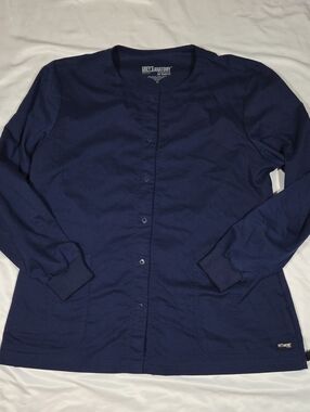 Grey's Anatomy By Barco Women's Scrub Jacket XL Blue Snap Medical Lab Coat